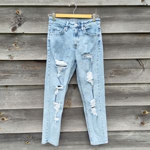 wild fable high rise mom jean light wash distressed juniors trendy denim - 0